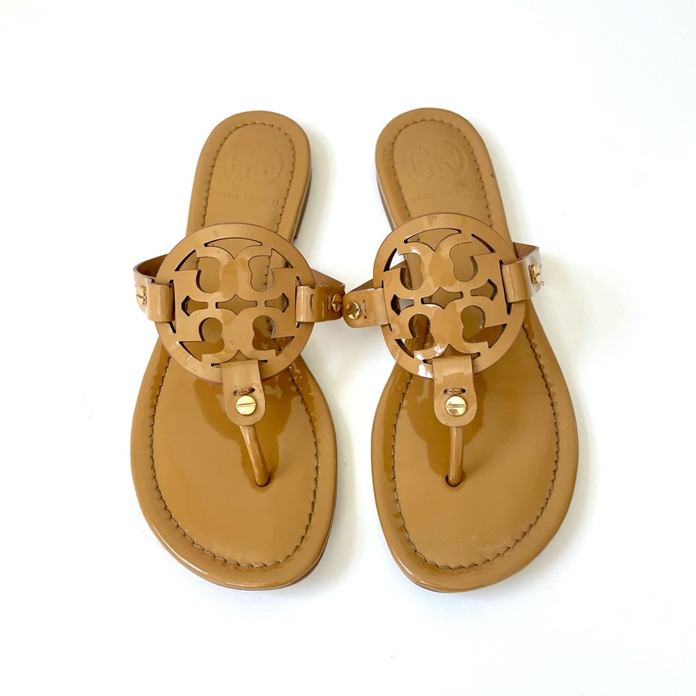 Tory Burch Miller Sandal Patent Leather size 6 Tan